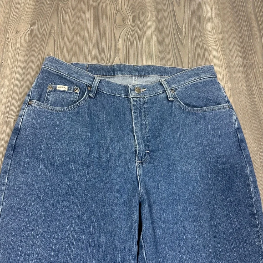 Riders High Waisted Straight Leg Denim Jeans - SIZE 16 Medium Wash Casual - Picture 2 of 6
